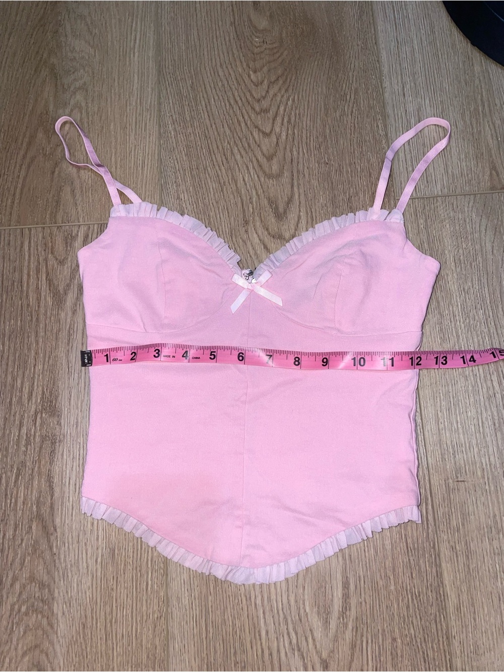 White Fox Pink Ruffled Cami Top with Bow